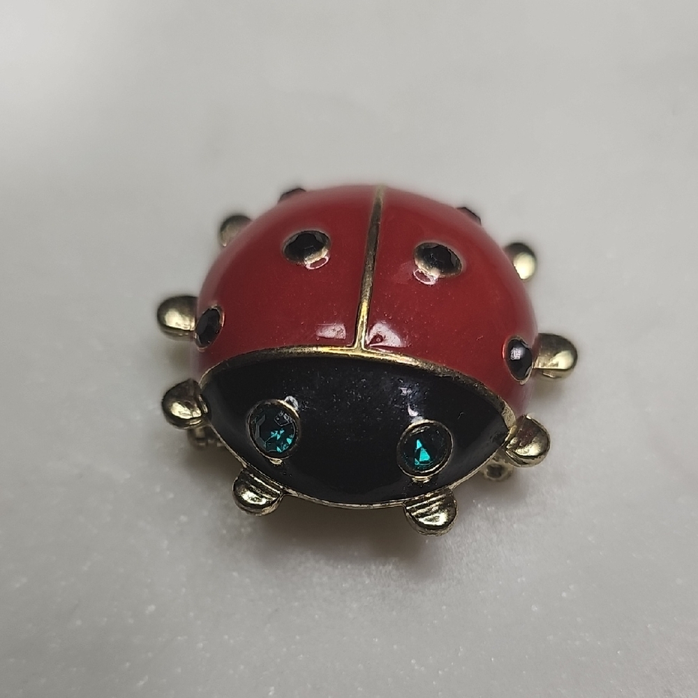 Carolee Red and Black Ladybug Brooch